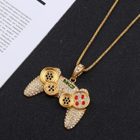Kprusoian Crystal Game Controller Necklaces for Men Boys, Punk Hip Hop Game Console Necklace Adjustable Pendant Dangling Necklace Couples BFF Friendship Jewelry Gifts in Saudi Arabia