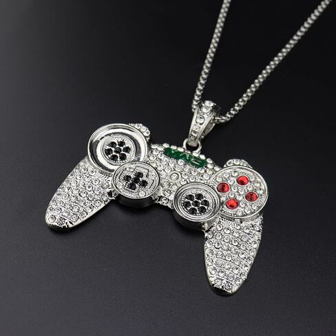 Kprusoian Crystal Game Controller Necklaces for Men Boys, Punk Hip Hop Game Console Necklace Adjustable Pendant Dangling Necklace Couples BFF Friendship Jewelry Gifts in Saudi Arabia