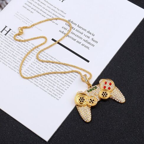 Kprusoian Crystal Game Controller Necklaces for Men Boys, Punk Hip Hop Game Console Necklace Adjustable Pendant Dangling Necklace Couples BFF Friendship Jewelry Gifts in Saudi Arabia
