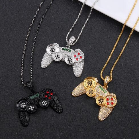 Kprusoian Crystal Game Controller Necklaces for Men Boys, Punk Hip Hop Game Console Necklace Adjustable Pendant Dangling Necklace Couples BFF Friendship Jewelry Gifts in Saudi Arabia