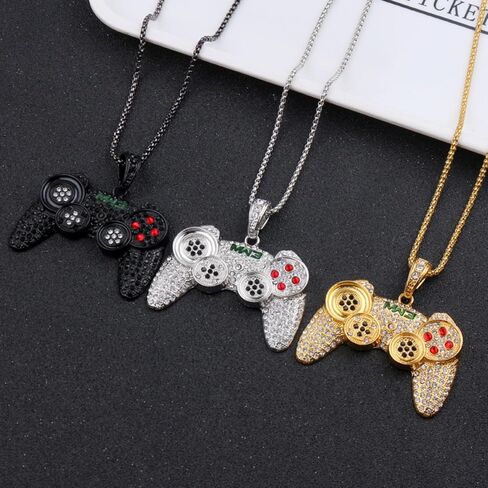 Kprusoian Crystal Game Controller Necklaces for Men Boys, Punk Hip Hop Game Console Necklace Adjustable Pendant Dangling Necklace Couples BFF Friendship Jewelry Gifts in Saudi Arabia