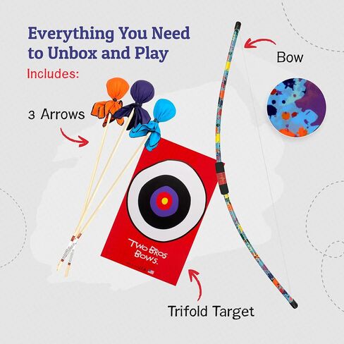 Two Bros Bows Toy Archery Set – Bow and Arrow Kit for Kids – Foam Tips for Safe Play – Durable and Kid-Friendly – 1 Bow, 3 Arrows & 1 Trifold Target – Ages 6 in Saudi Arabia