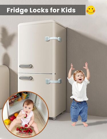 12 Pack Baby Proofing Safety Locks for Cabinet Drawer Fridge Oven Dishwasher Doors, Toilet Seat & Lid, Adjustable Furniture Latches and Straps, 3M Adhesive No Drilling and Button Unlock Design in Saudi Arabia