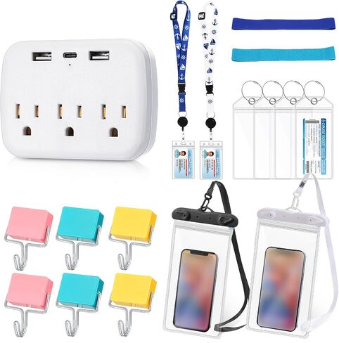 Glenmal 17 Pcs Cruise Accessories Kit Carnival Cruise Luggage Tag Lanyard Power Strip Phone Pouch Magnetic Hook Towel Band in Saudi Arabia