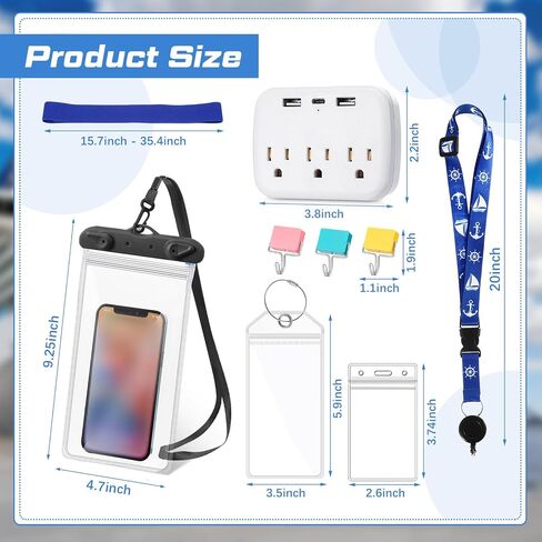 Glenmal 17 Pcs Cruise Accessories Kit Carnival Cruise Luggage Tag Lanyard Power Strip Phone Pouch Magnetic Hook Towel Band in Saudi Arabia