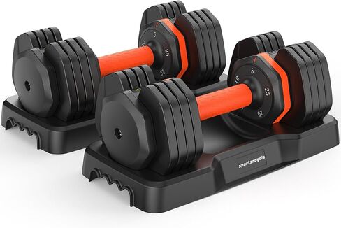 Sportsroyals 25LB 55LB Adjustable Dumbbells Set, 5LB to 25LB Dumbbells Pair,15LB to 55LB Hex Adjustable Dumbbells of 2 Anti-Slip Handle, Suitable for Home Gym Exercise Equipment in Saudi Arabia