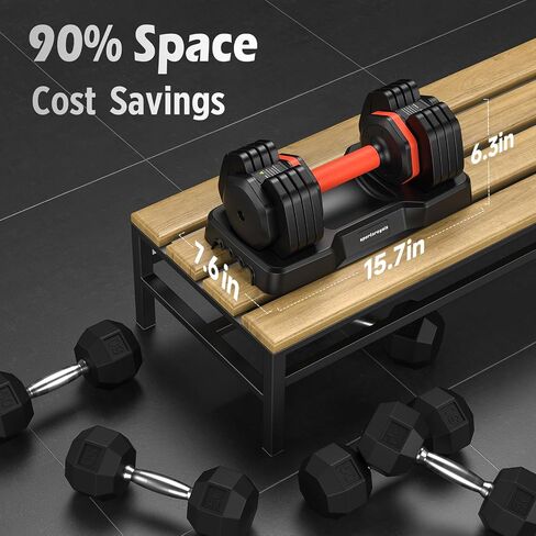 Sportsroyals 25LB 55LB Adjustable Dumbbells Set, 5LB to 25LB Dumbbells Pair,15LB to 55LB Hex Adjustable Dumbbells of 2 Anti-Slip Handle, Suitable for Home Gym Exercise Equipment in Saudi Arabia