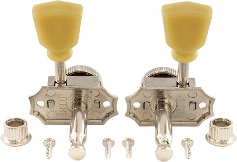 Musiclily Pro Vintage Style 3L+3R Guitar Locking Tuners String Tuning Pegs Keys Machine Heads Set for Les Paul Style Electric or Acoustic Guitar, Gold with Green Keystone Button in Saudi Arabia
