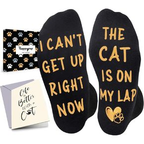 HAPPYPOP Cat Gifts with Greeting Card - Funny Cat Mom Dad Socks for Women Men Pet Lovers in Saudi Arabia