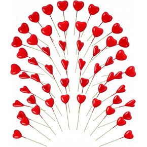 60 Pcs Valentine's Day Floral Picks Valentine Tree Decor Valentines Picks Artificial Heart Shaped Pick Berry Stem for Tree Wedding Anniversary Decorations (Red,Pink) in Saudi Arabia