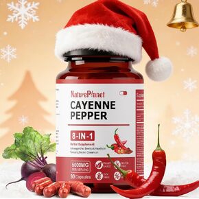 كبسولات الفلفل Cayenne كبسولات كبخاخة عضوية مع شمندر Ashwagandha Hawthorn Custeric Ginneng للدعم المناعي التداول 90 كبسولة- مصنوعة في الولايات المتحدة الأمريكية in Kuwait
