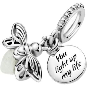 Glow-in-the-dark Firefly Dangle Charm Fit Women Bracelet Necklaces Fashion Gifts 925 Sterling Silver DIY Jewelry in Kuwait