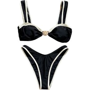 Floerns Women's Elegant High Cut Bikini Sets Cheeky Thong Brazilian Two Piece Bathing Suit in Kuwait