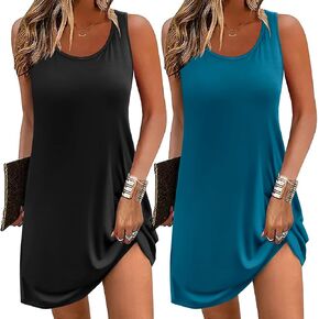 Ekouaer Lightgowns for Women 2 Pack Sleeeveless Sleepwear Tank Sleep Tank Chemise Nightshirt S-XXXL in Saudi Arabia