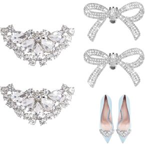 Heliltd 2 Pair Rhinestone Shoe Clips for Women Dress Shoes 2pcs Bow Clips for Shoes 2pcs Square Shoe Clips Classic Detachable Shoe Clips for Bridal Wedding Shoe Charms Decoration in Kuwait