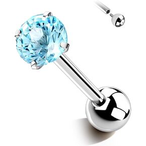 G23 Solid Titanium Tongue Ring Barbell 14G Firework CZ Bar Tongue Rings Surgical Steel Toungue Piercing in Kuwait