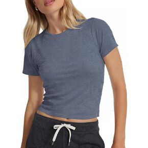 Fioboc Workout Crop Tops for Women Slim-Fit Athletic Short Sleeve Tee Gym Running Yoga Casual Tight Shirts XS-2XL in Kuwait