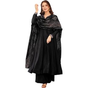 Women’s Flared Anarkali Suit with Dupatta Chinon Indian Ethnic Wear for Weddings Festivals Parties in Kuwait