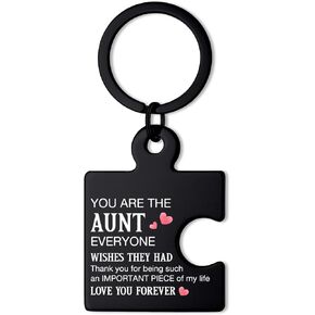 Aunt Gifts from Niece Nephew, Auntie Puzzle Keychain Birthday Mothers Day Christmas Gifts for Aunts Aunties, Best Aunt Ever Gift - Black in Kuwait