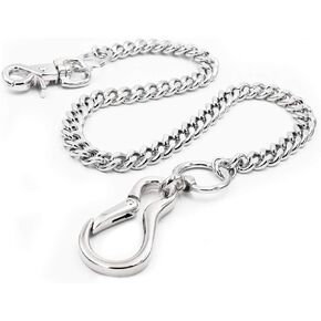 Big clasp Heavy wallet chain Thick Curb Cuban Biker Key Jean Chain SJ47 (Silver) in Saudi Arabia