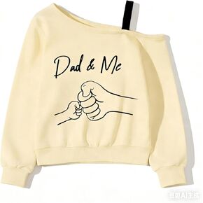 Girls Spring Fall Long Sleeve Off Shoulder Sweatshirt Letter Graphic Casual Tops, Rib - Knit Cuffs and Hem in Kuwait