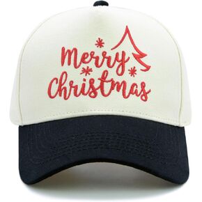 Merry Christmas Embroidery Baseball Cap, Two-Tone Adjustable Unisex Xmas Dad Hat, Holiday Party Hat in Kuwait