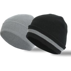 Heat Logic Men Double Layer Knit Beanie, Thick Thermal Skull Cap, Knitted Cuffed Soft Warm Hat, Winter Warm Cap for Adults in Saudi Arabia