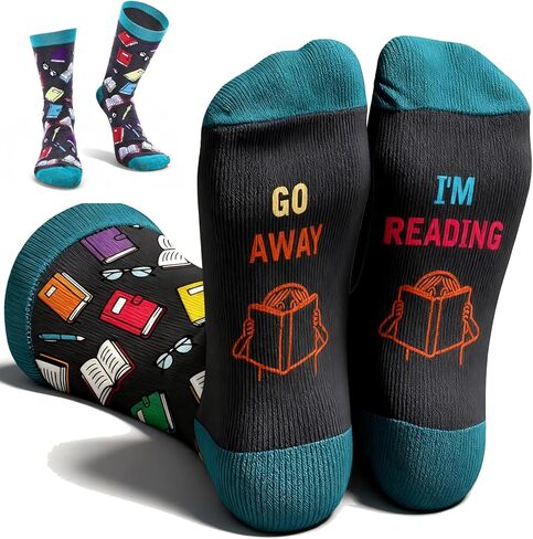 TI-EDC Book Reading Socks, Valentines Day Funny gift for book lovers, Cozy socks for men and women, White Elephant Gifts for Women Men, Bookish Gift for Book Lover Nerdy in Saudi Arabia