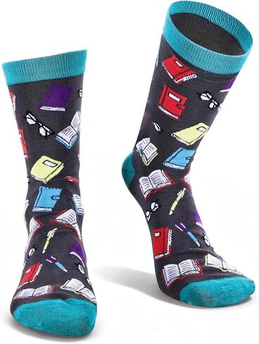 TI-EDC Book Reading Socks, Valentines Day Funny gift for book lovers, Cozy socks for men and women, White Elephant Gifts for Women Men, Bookish Gift for Book Lover Nerdy in Saudi Arabia