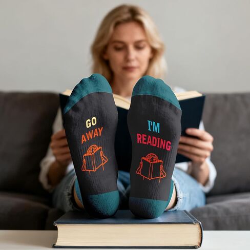 TI-EDC Book Reading Socks, Valentines Day Funny gift for book lovers, Cozy socks for men and women, White Elephant Gifts for Women Men, Bookish Gift for Book Lover Nerdy in Saudi Arabia