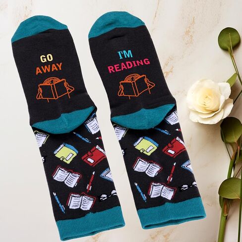 TI-EDC Book Reading Socks, Valentines Day Funny gift for book lovers, Cozy socks for men and women, White Elephant Gifts for Women Men, Bookish Gift for Book Lover Nerdy in Saudi Arabia