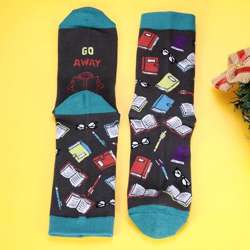 TI-EDC Book Reading Socks, Valentines Day Funny gift for book lovers, Cozy socks for men and women, White Elephant Gifts for Women Men, Bookish Gift for Book Lover Nerdy in Saudi Arabia