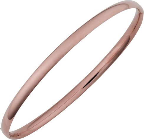 Kooljewelry سوار من الذهب الوردي عيار 14 قيراط مقاس 4 مم عالي التلميع بمفصلات in Saudi Arabia