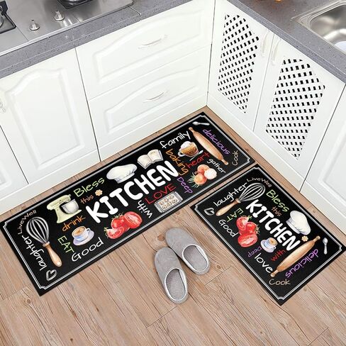 Kitchen Mat Set of 2 Non Slip Thick Kitchen Rugs and Mats for Floor Comfort Standing Mats for Kitchen, Sink, Laundry, 17"x47"+17"x28" in Saudi Arabia