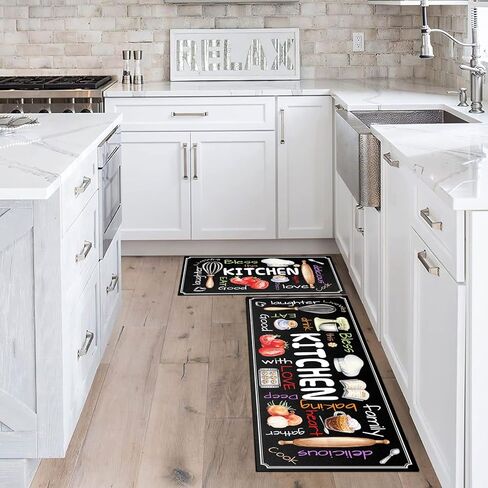 Kitchen Mat Set of 2 Non Slip Thick Kitchen Rugs and Mats for Floor Comfort Standing Mats for Kitchen, Sink, Laundry, 17"x47"+17"x28" in Saudi Arabia