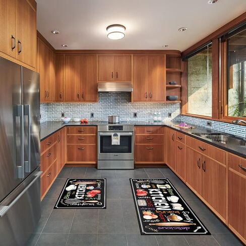 Kitchen Mat Set of 2 Non Slip Thick Kitchen Rugs and Mats for Floor Comfort Standing Mats for Kitchen, Sink, Laundry, 17"x47"+17"x28" in Saudi Arabia