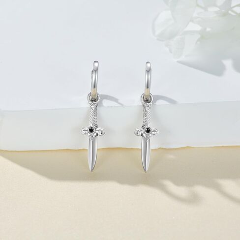 Sword Earrings 925 Sterling Silver Sword Dangle Drop Earrings Sword Jewelry Gifts for Women Men in Saudi Arabia