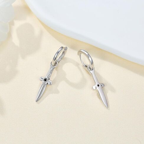 Sword Earrings 925 Sterling Silver Sword Dangle Drop Earrings Sword Jewelry Gifts for Women Men in Saudi Arabia