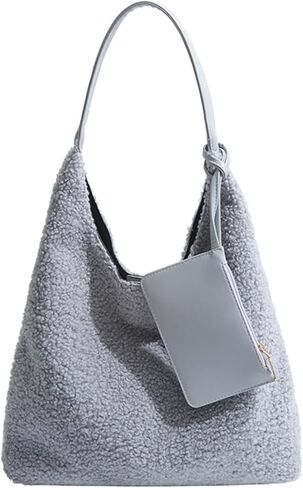 Fluffy Purse Winter Lambswool Slouchy Shoulder Bag Faux Fur Bags for Women Fuzzy Tote Bag Furry Purses Handbags in Saudi Arabia