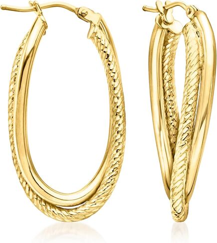 Ross-Simons Italian 10kt Yellow Gold Double-Oval Twisted Hoop Earrings in Saudi Arabia