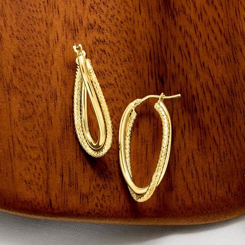 Ross-Simons Italian 10kt Yellow Gold Double-Oval Twisted Hoop Earrings in Saudi Arabia