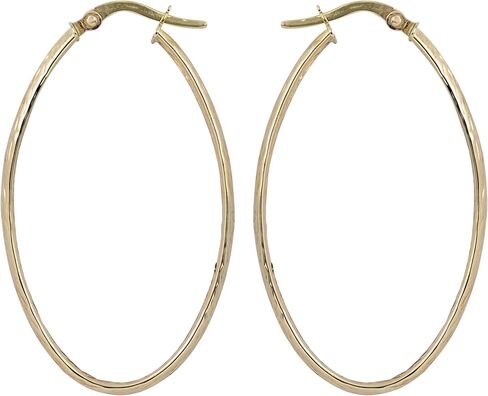 Kooljewelry 10k Yellow Gold Stone Finish Oval Hoop Earrings in Saudi Arabia