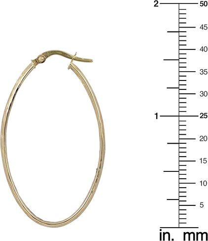Kooljewelry 10k Yellow Gold Stone Finish Oval Hoop Earrings in Saudi Arabia