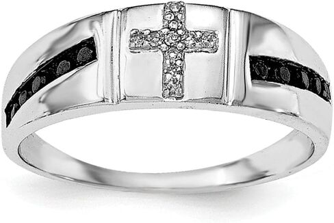 خاتم Diamond2Deal من الفضة الإسترليني عيار 925 والروديوم باللونين الأبيض والأسود والماس (0.25 قيراط) in Saudi Arabia