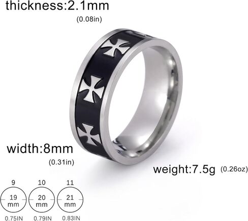 Templar Knight Crusader Cross Ring Titanium Steel Greek Cross Biker Band Unique Medieval Symbol Design Comfort Fit in Saudi Arabia