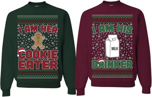 سترات Wild Bobby Cookie Eater، Milk Drinker Ugly Christmas Couples متطابقة مع سترات عطلة عيد الميلاد للجنسين in Saudi Arabia