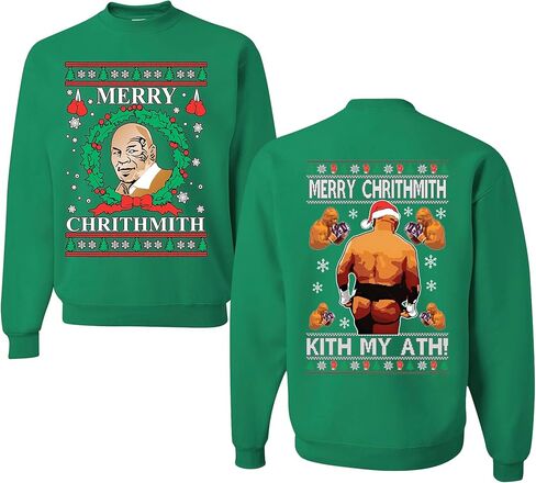 wild custom apparel Merry Christmas FRONT AND BACK LEGEND Funny Ugly Christmas Sweater Crewneck Sweatshirt in Saudi Arabia
