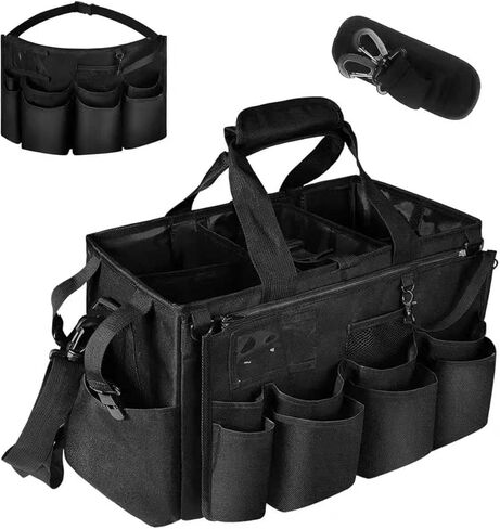 Large Wearable Caddy Bag, Cleaning Supplies Organizer with Bottom Separation Plate, Black in Kuwait