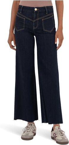 KUT from the Kloth Womens Charlotte High-Rise Wide Front Seam Leg Raw Hem in Sustain in Saudi Arabia