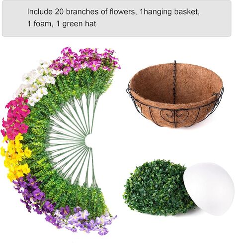 inspring الزهور الاصطناعية في الهواء الطلق سلال معلقة النباتات الاصطناعية الديكور الربيع، مقاومة للأشعة فوق البنفسجية وهمية الحرير مجد الصباح في زارع تبدو زهور البتونيا الحقيقية للفناء الخارجي شرفة حديقة المنزل، 6Mix in Kuwait